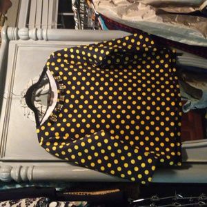 Zara Basic Top, Navy and bright yellow polka dots.Like new